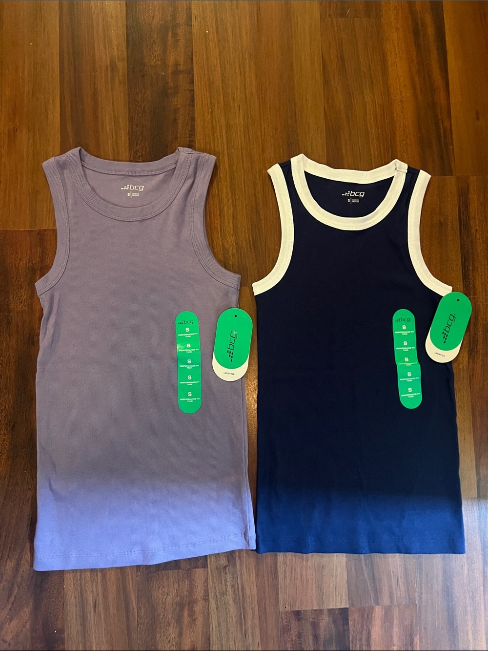 bcg Lavender and Navy Contrast Trim Tank Tops - 2 Pack